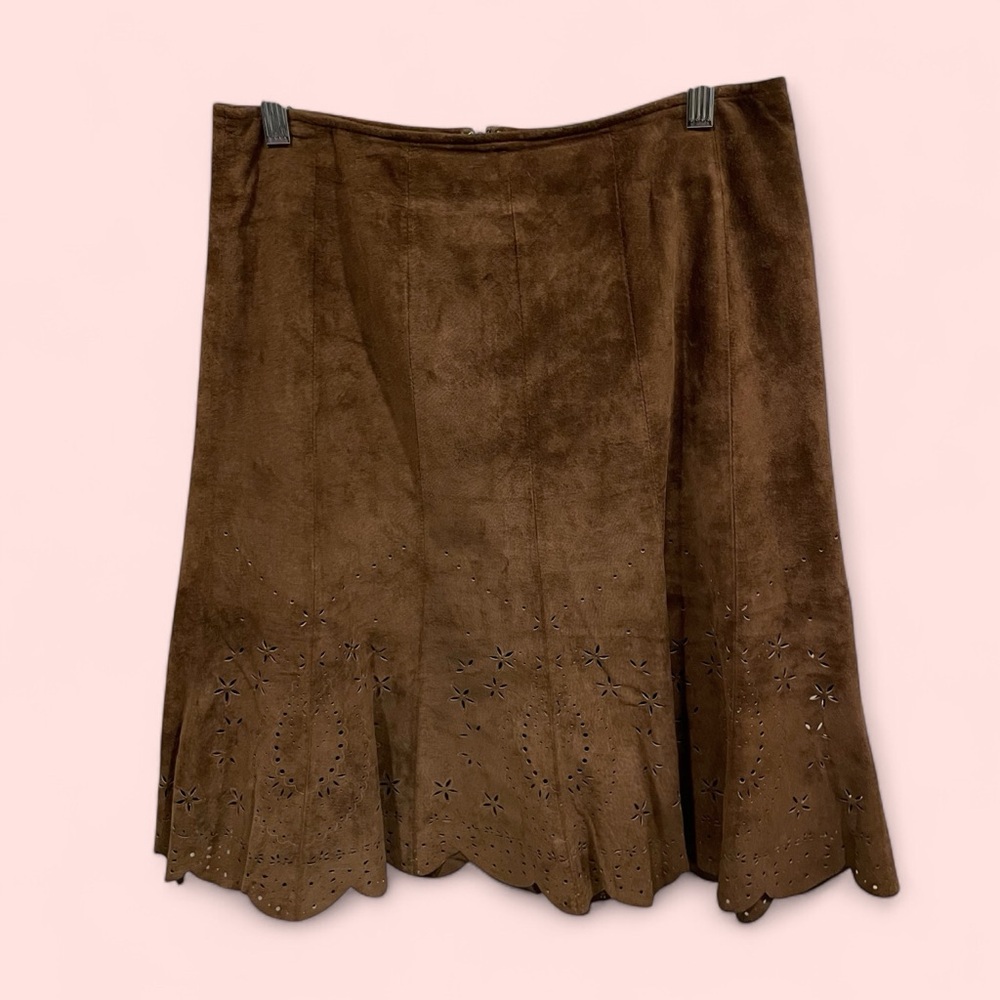 Vintage 90’s-y2K Giorgiou Studio suede scalloped cut out skirt boho western